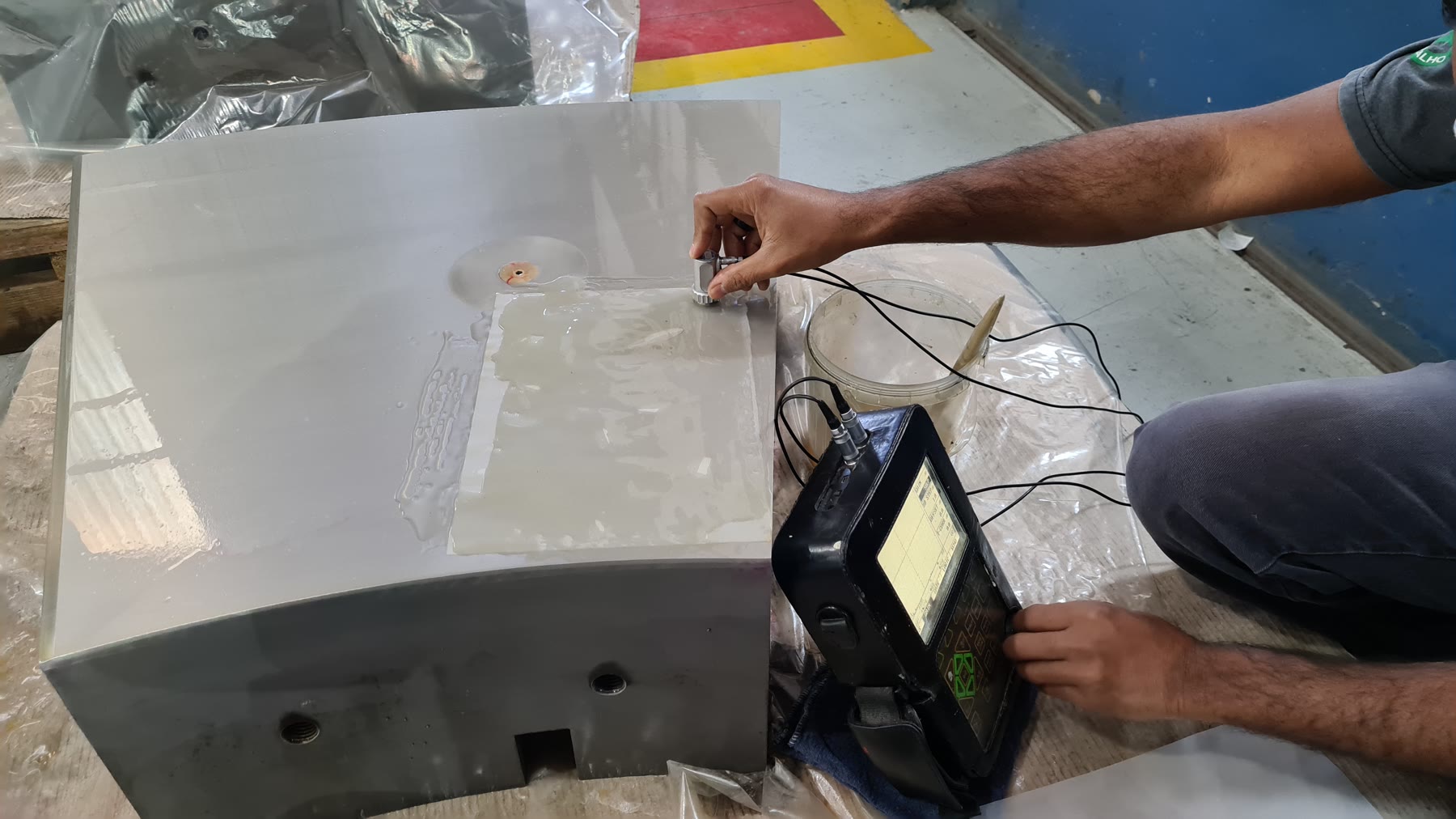Detalhe de análise em equipamento